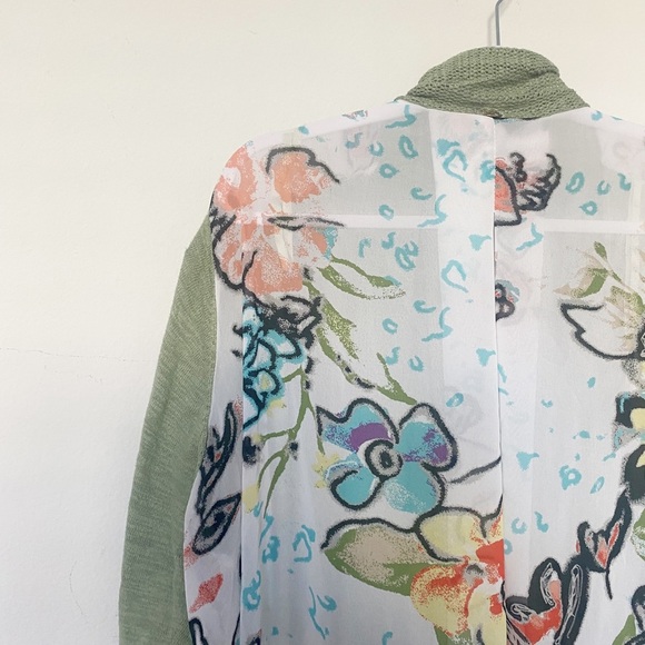 Melissa McCarthy Seven7 Floral Boho Cardigan Open Front Drape Green Fall Sz 2X - Picture 8 of 10